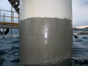 Perna de plataforma com corrosão reparada utilizando Belzona 5831 (ST-Barrier)